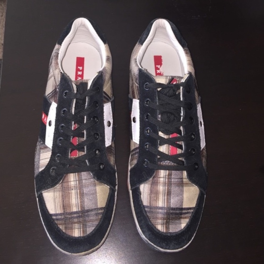 Prada sneakers with Burberry  print SZ 6.5